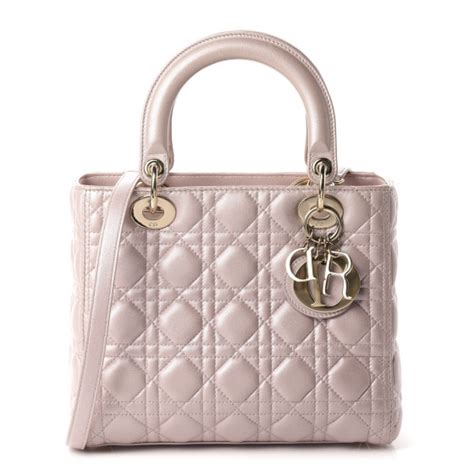 christian dior pearly lambskin cannage medium lady dior lotus